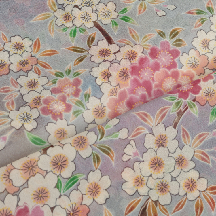 花柄 シルクスカーフ ＜さくら/紫桃＞ Pagong レディース | 京友禅 