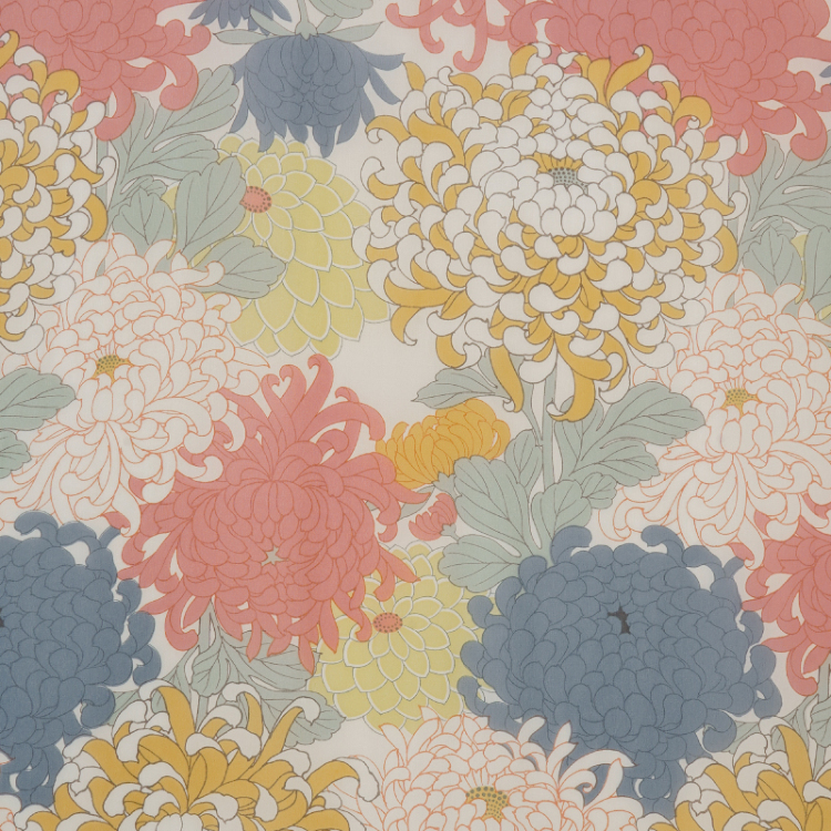 花柄 シルクストール ＜大輪菊/白黄＞ | 京友禅アロハシャツ【Pagong