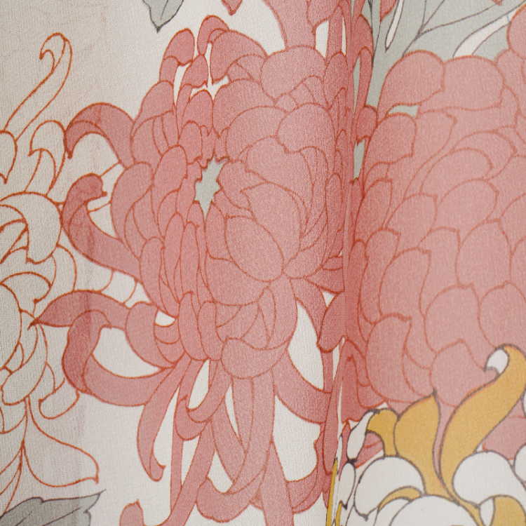 花柄 シルクストール ＜大輪菊/白黄＞ | 京友禅アロハシャツ【Pagong