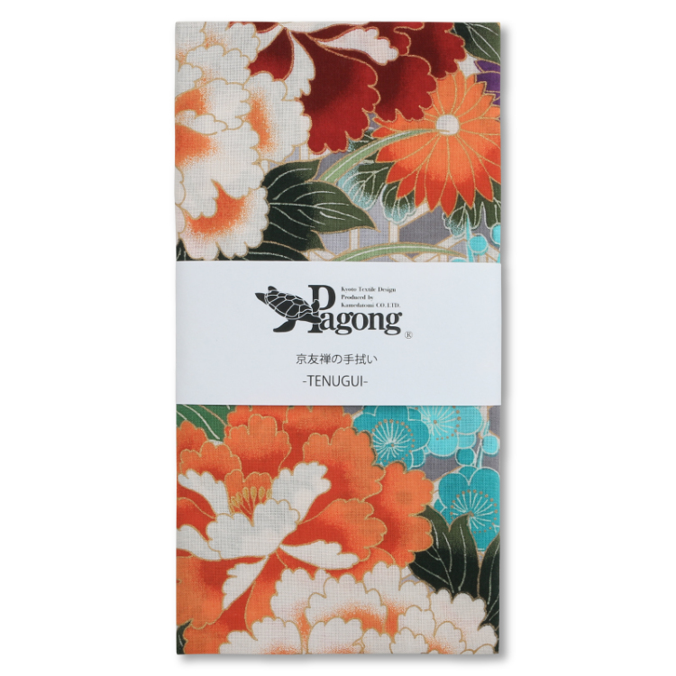 花柄 手ぬぐい 牡丹と菊 橙 小物 京友禅アロハシャツ Pagong 公式通販サイト Pagong ネットショップ