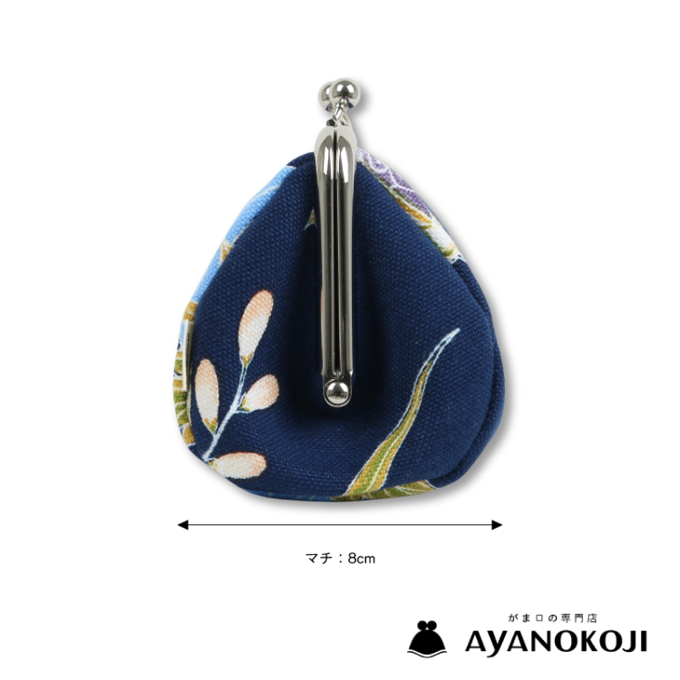 AYANOKOJI TAWARA型がま口コスメポーチ（小）＜花車と宝尽し/紺赤＞