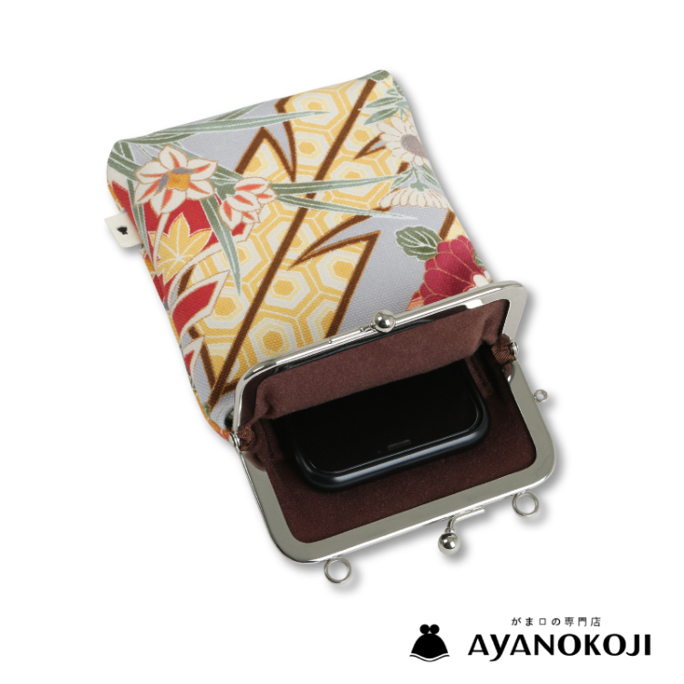 AYANOKOJI がま口ショルダーケース＋（プラス）＜矢羽根/鼠橙＞