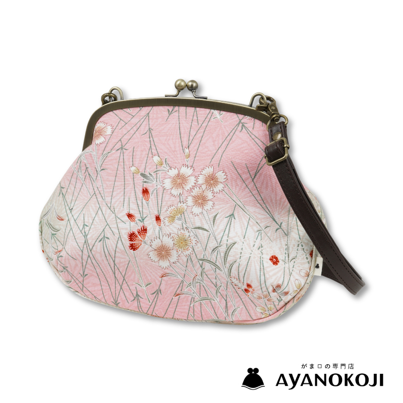 アジサイ窓口　　 京友禅薔薇　お越し口金がま口 AYANOKOJI ガマ口ポシェット＜撫子と松葉/桃色＞ | 京友禅アロハシャツ