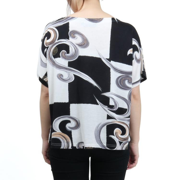 和柄 ビッグtシャツ 市松に水模様 白黒 Pagong レディース Pagong公式通販サイト Pagong ネットショップ