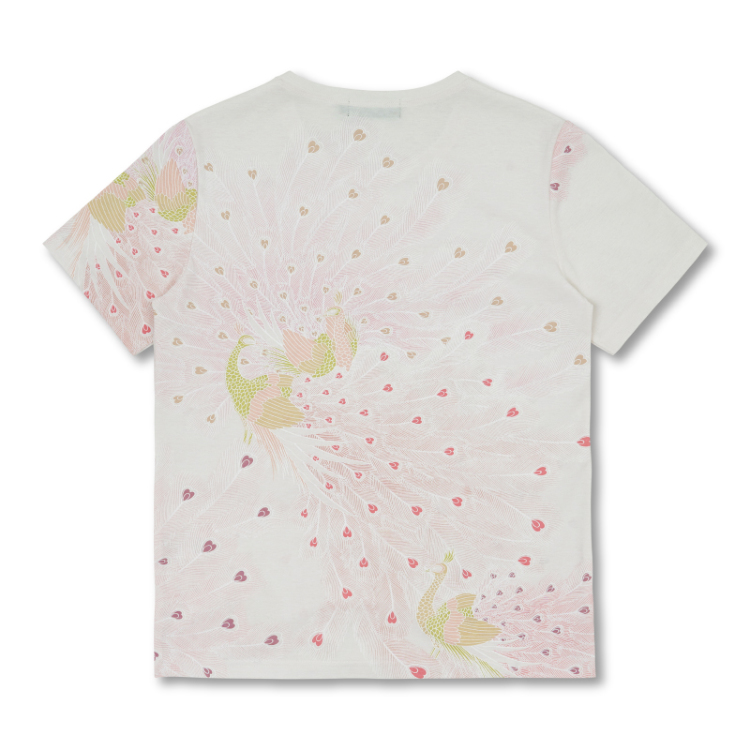 和柄 半袖Tシャツ ＜孔雀/淡桃＞ | 京友禅アロハシャツ【Pagong