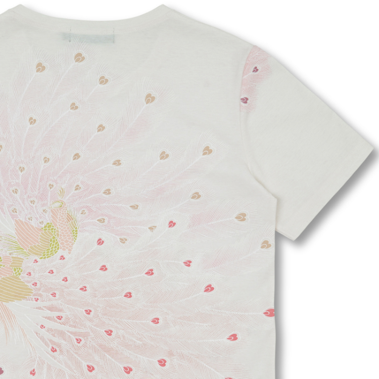 和柄 半袖Tシャツ ＜孔雀/淡桃＞ | 京友禅アロハシャツ【Pagong