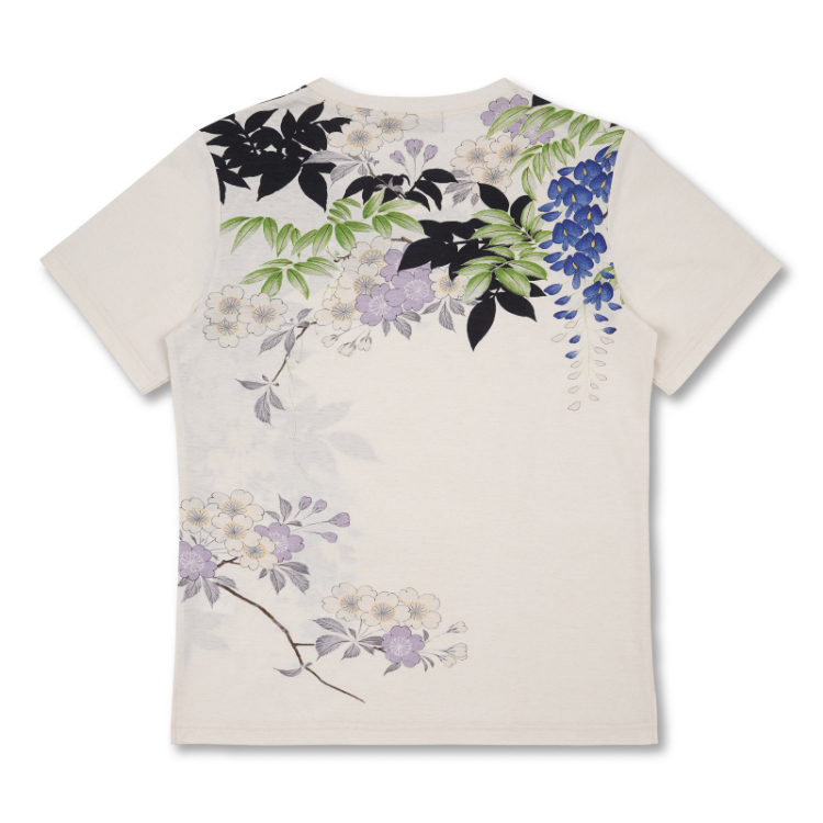 花柄 半袖Tシャツ ＜藤/白青＞ | 京友禅アロハシャツ【Pagong】公式 