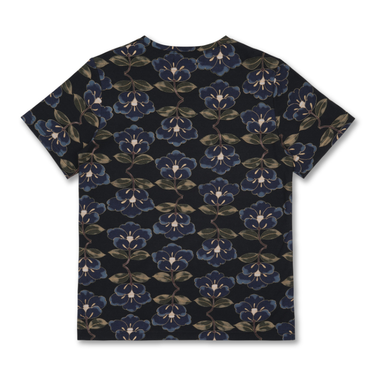 花柄 半袖Tシャツ ＜椿/黒紺＞ | 京友禅アロハシャツ【Pagong