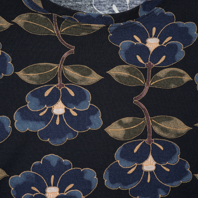 花柄 半袖Tシャツ ＜椿/黒紺＞ | 京友禅アロハシャツ【Pagong】公式