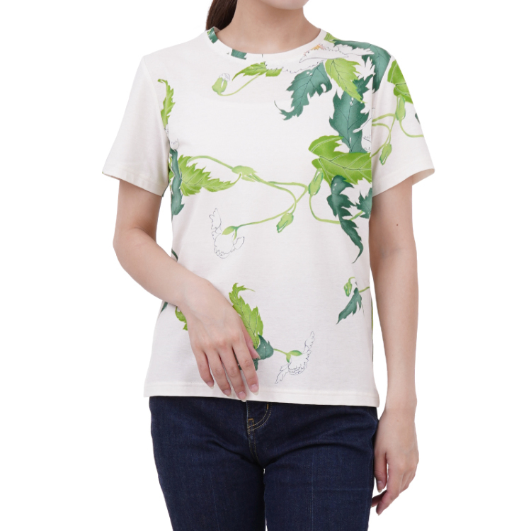 花柄 半袖Tシャツ ＜けし/白緑＞ Pagong レディース | 京友禅アロハ 