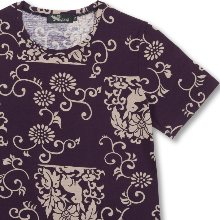 和柄 半袖tシャツ 花うさぎ 紫 Pagong レディース 京友禅アロハシャツ Pagong 公式通販サイト Pagong ネットショップ