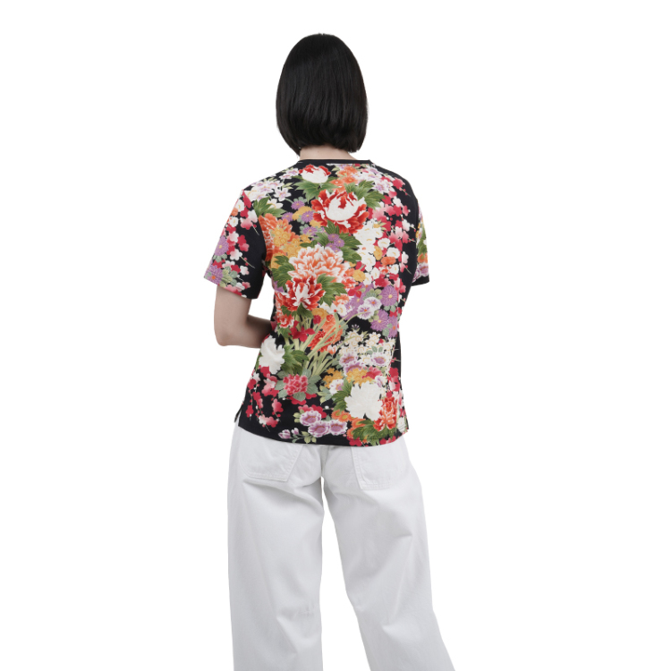 holiday花柄リボン付き半袖Tシャツ t6966_0.jpg