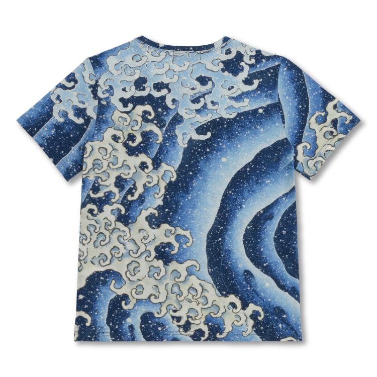 葛飾北斎 半袖Tシャツ ＜怒涛図男浪/青＞ | 京友禅アロハシャツ
