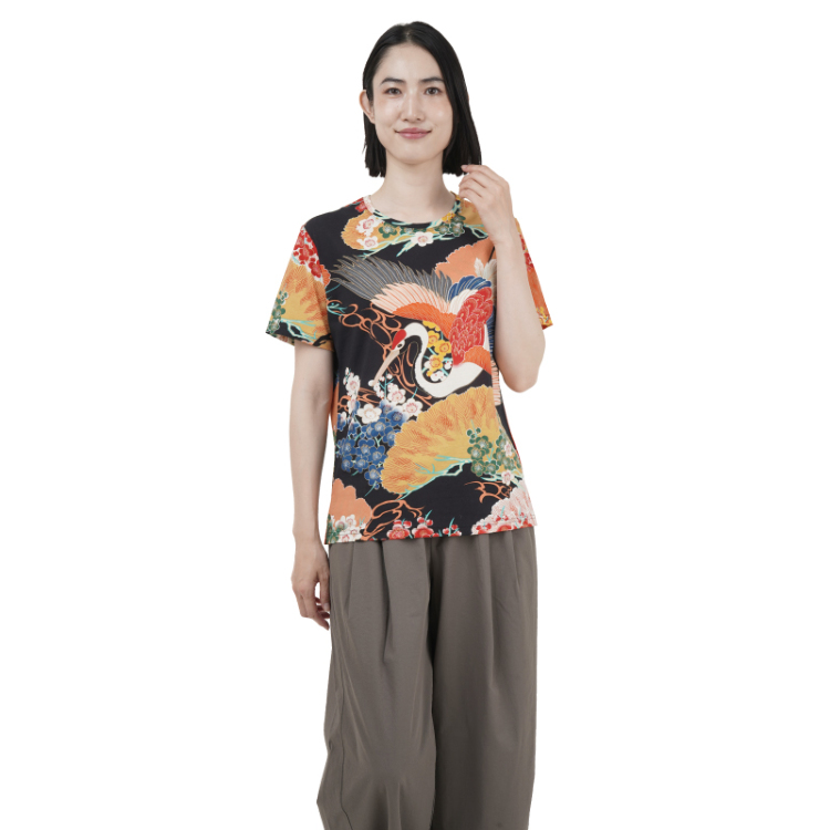 国内発送【1PIU1UGUALE】折り鶴プリント半袖Tシャツ / コットン 折り鶴×ロゴ半袖Tシャツ(504919679)｜HANKYU MEN'S / 阪急メンズ
