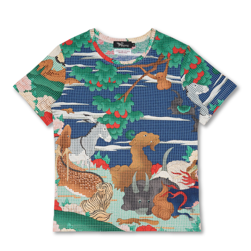 出光美術館・伊藤若冲 半袖Tシャツ ＜鳥獣花木図屏風＞ | 京友禅アロハ
