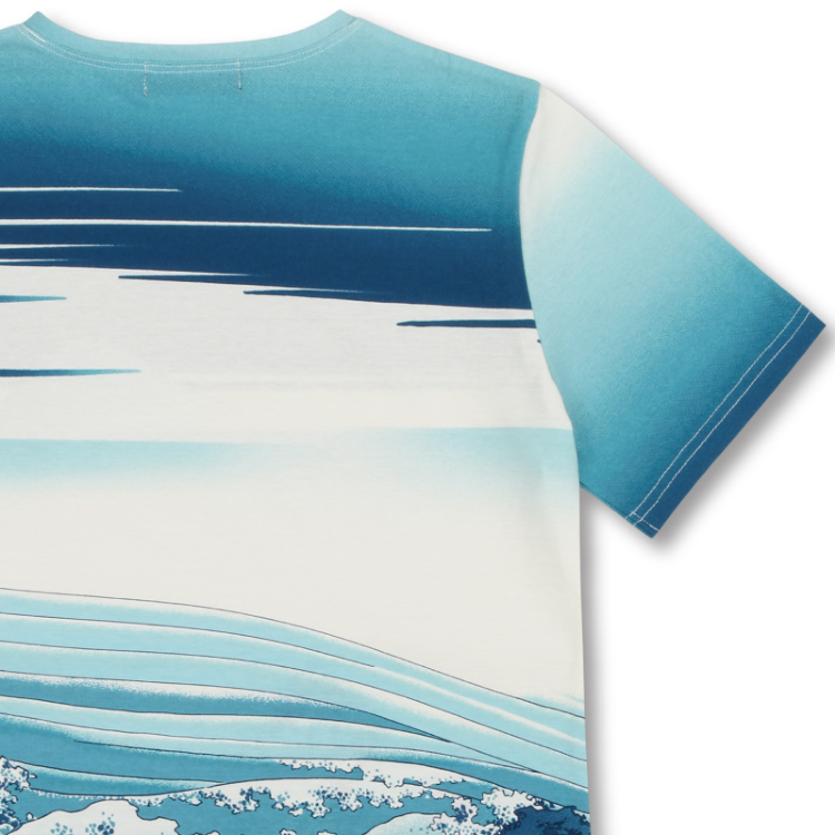 葛飾北斎 半袖Tシャツ ＜甲州石班澤/白紺＞ | 京友禅アロハ