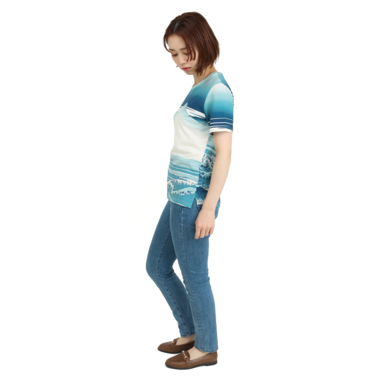 葛飾北斎 半袖Tシャツ ＜甲州石班澤/白紺＞ | 京友禅アロハ