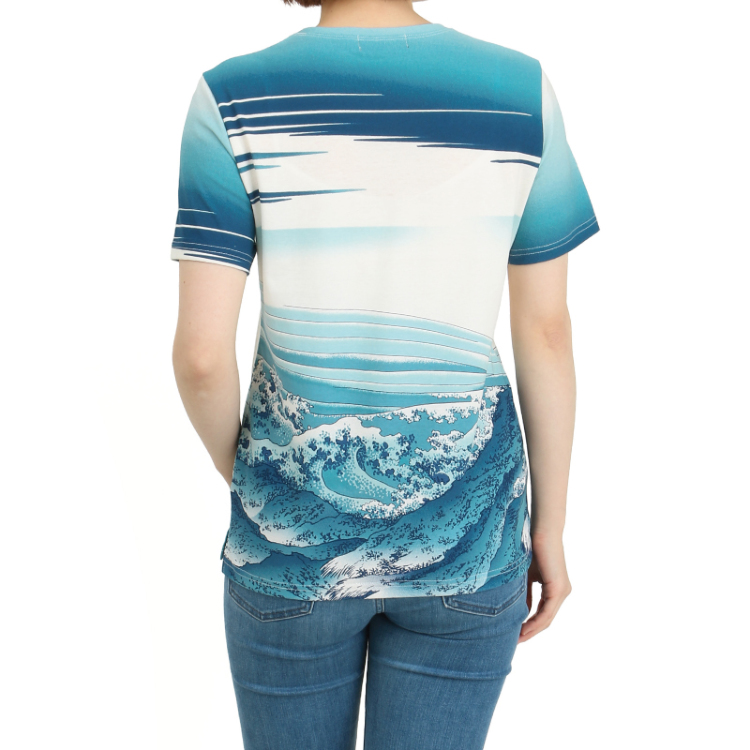 葛飾北斎 半袖Tシャツ ＜甲州石班澤/白紺＞ | 京友禅アロハ