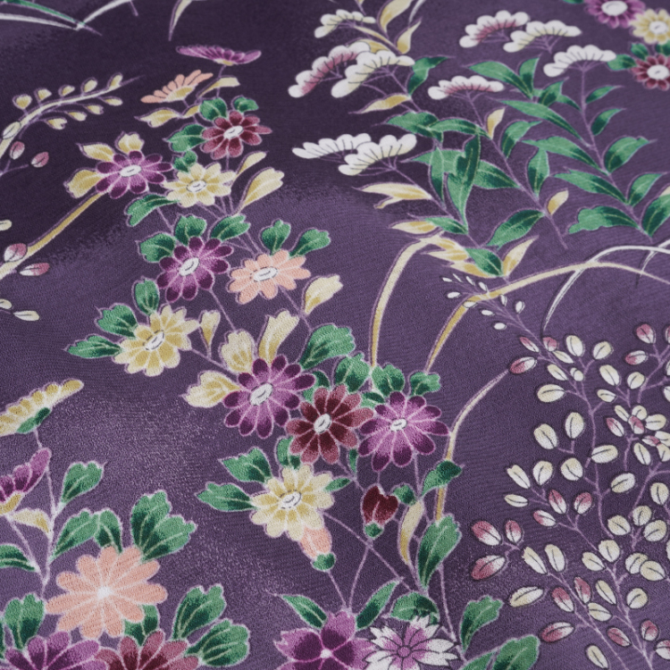 和柄 半袖Tシャツ ＜蝶に草花/紫＞ | 京友禅アロハシャツ【Pagong