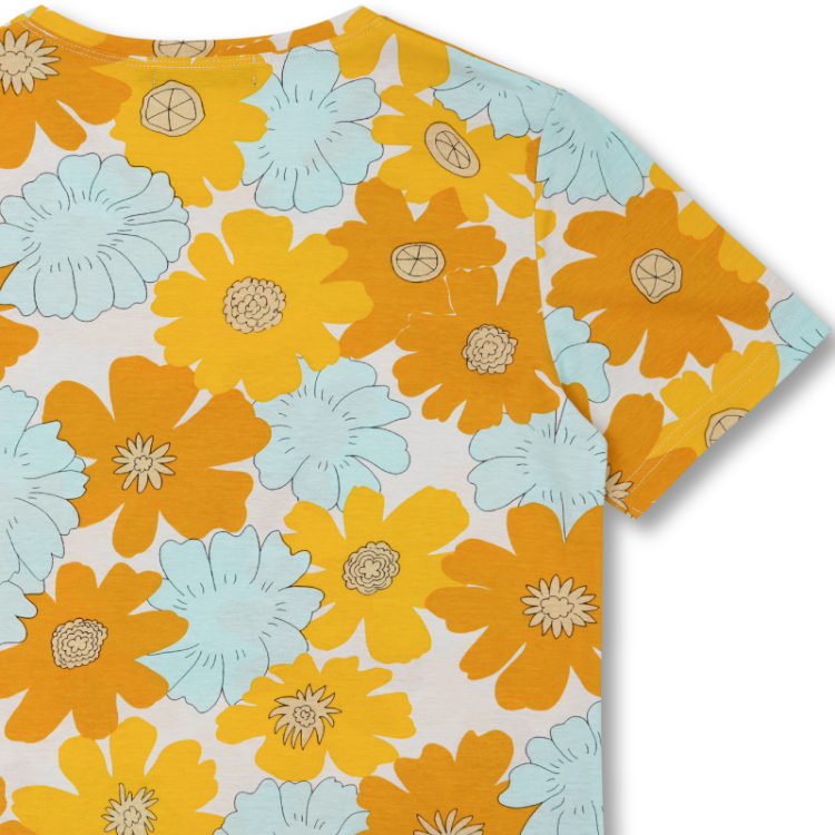 花柄 半袖Tシャツ ＜秋桜/白黄＞ Pagong レディース | 京友禅アロハ 