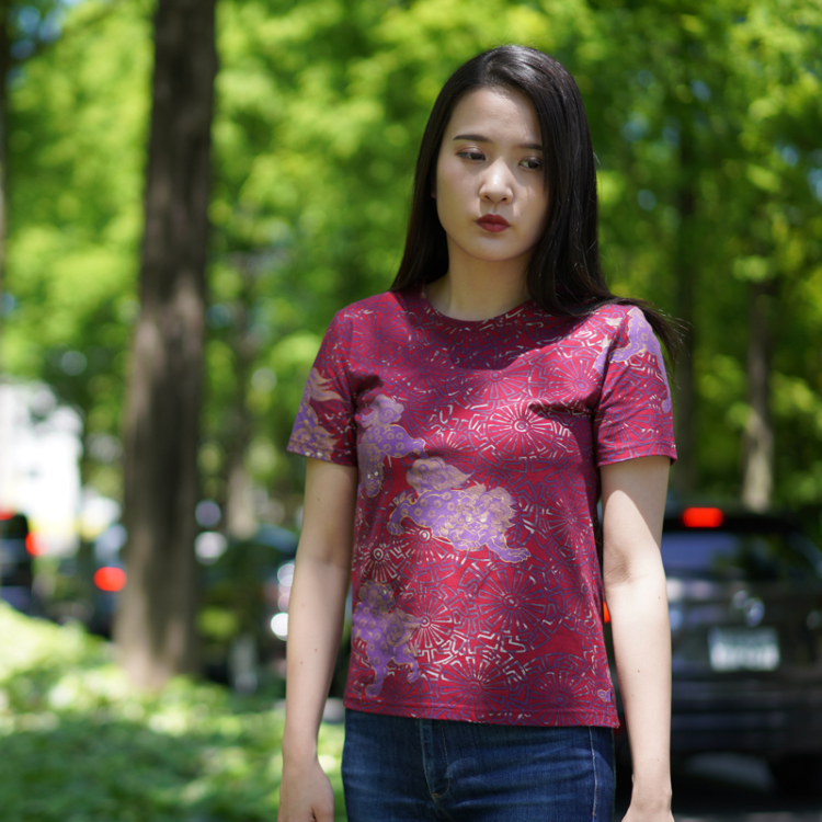 新品　A.P.C. 半袖カットソー　花柄　 L　イタリアRATTI社生地使用 レディース 花柄 半袖 カットソー Tシャツ 日本製 トップス 柄物