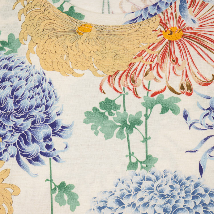 花柄 半袖Tシャツ ＜彩り菊蔦文様/淡黄＞ | 京友禅アロハシャツ