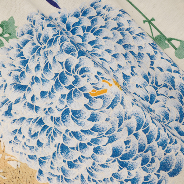 花柄 半袖Tシャツ ＜彩り菊蔦文様/淡黄＞ | 京友禅アロハシャツ