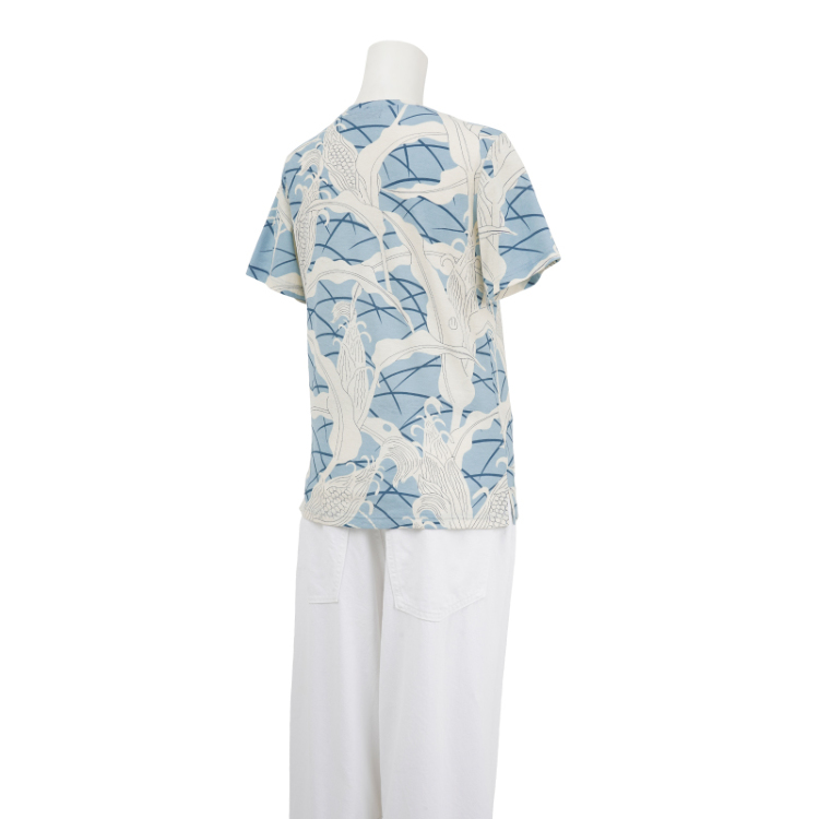 和柄 半袖Tシャツ ＜玉蜀黍/水色＞ | 京友禅アロハシャツ【Pagong