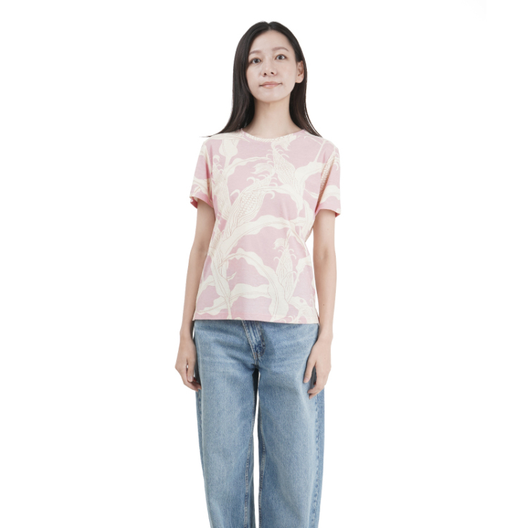 和柄 半袖Tシャツ ＜玉蜀黍/淡桃＞ | 京友禅アロハシャツ【Pagong