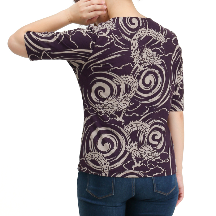 和柄 五分袖tシャツ 龍 紫 Pagong レディース Pagong公式通販サイト Pagong ネットショップ