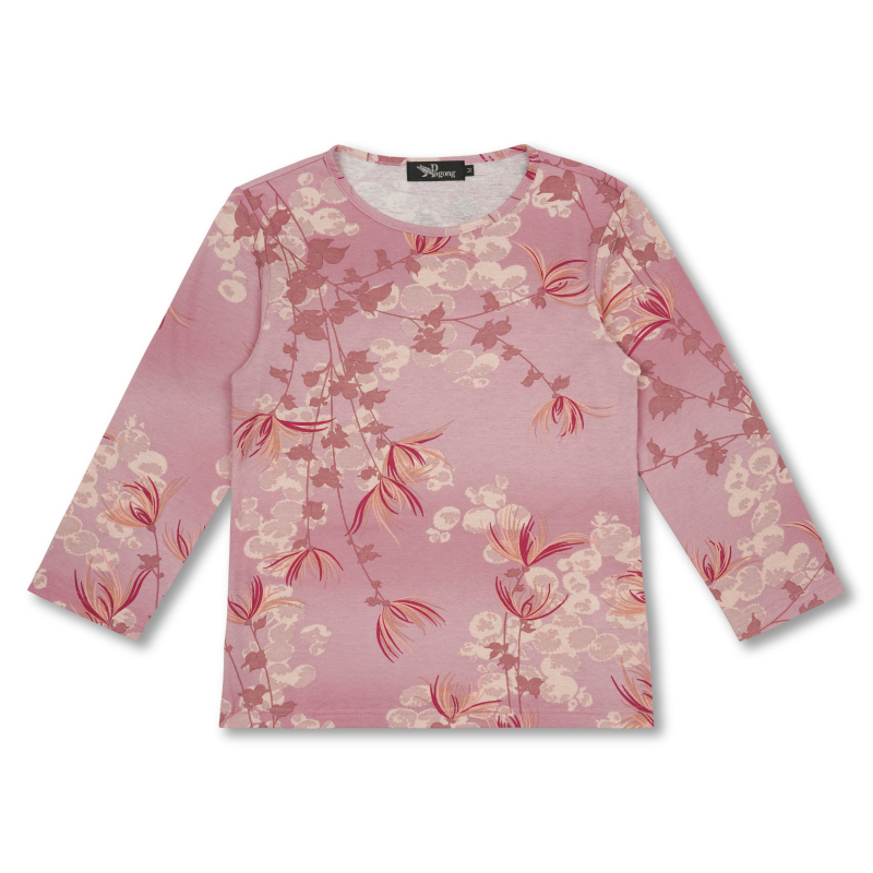 和柄 七分袖カットソー ＜菊に常盤木/桃色＞ | 京友禅アロハシャツ