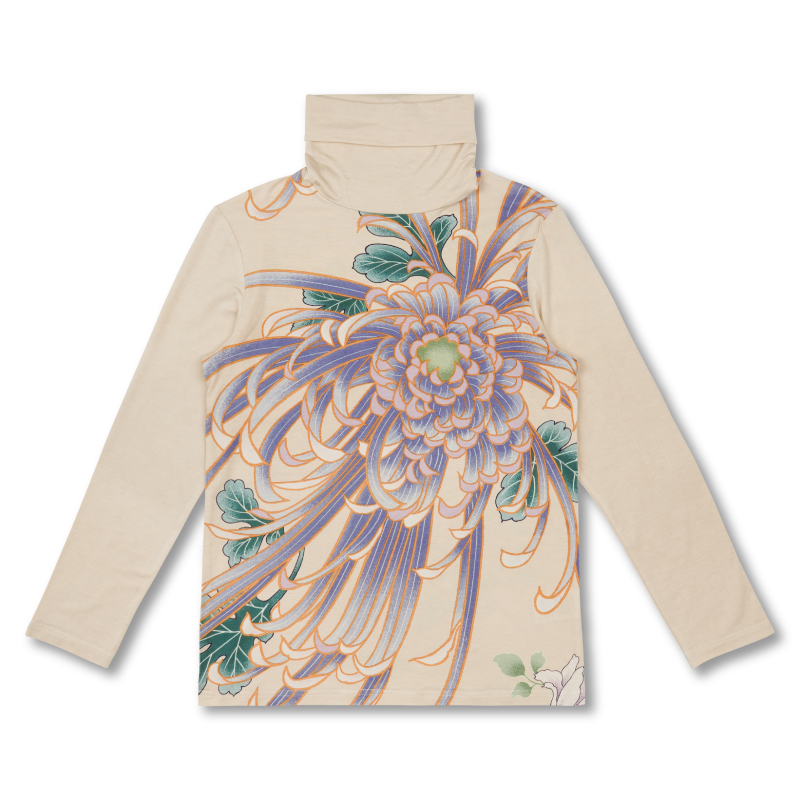 SOOR PLOOM 花柄タートルネック 2Y 花柄 タートルネック長袖 ＜さくら/空色鼠＞ | 京友禅アロハシャツ