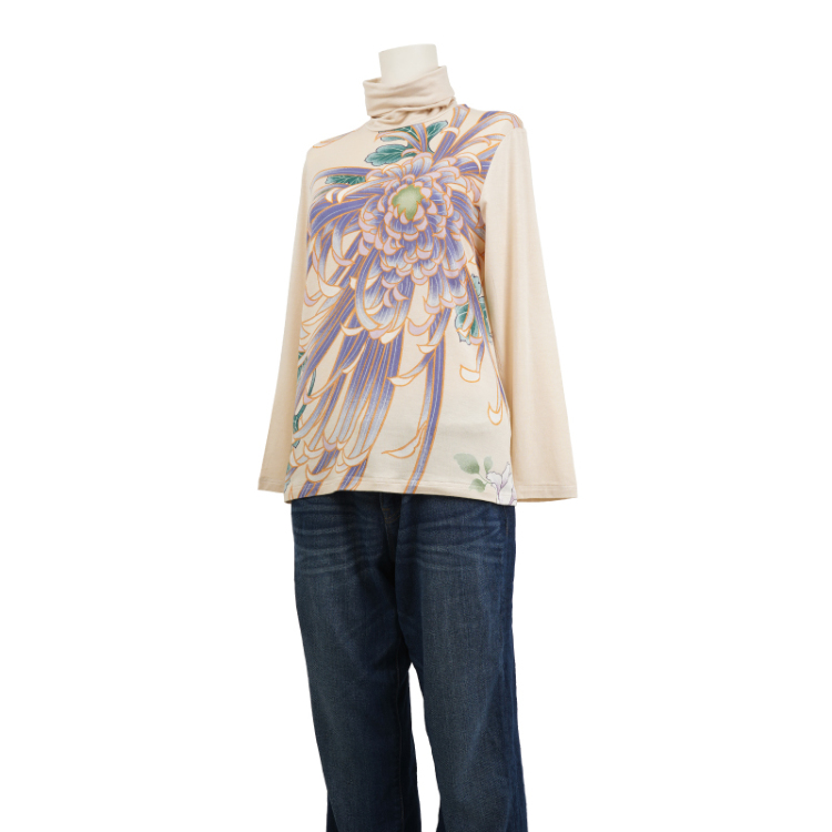 SOOR PLOOM 花柄タートルネック 2Y 花柄 タートルネック長袖 ＜さくら/空色鼠＞ | 京友禅アロハシャツ