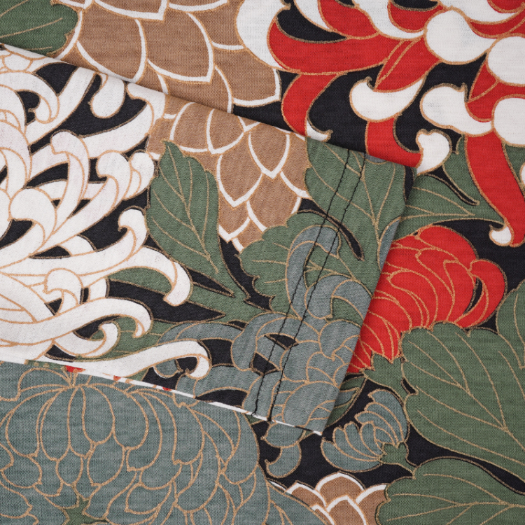 花柄 長袖カットソー ＜大輪菊/赤緑＞ | 京友禅アロハシャツ