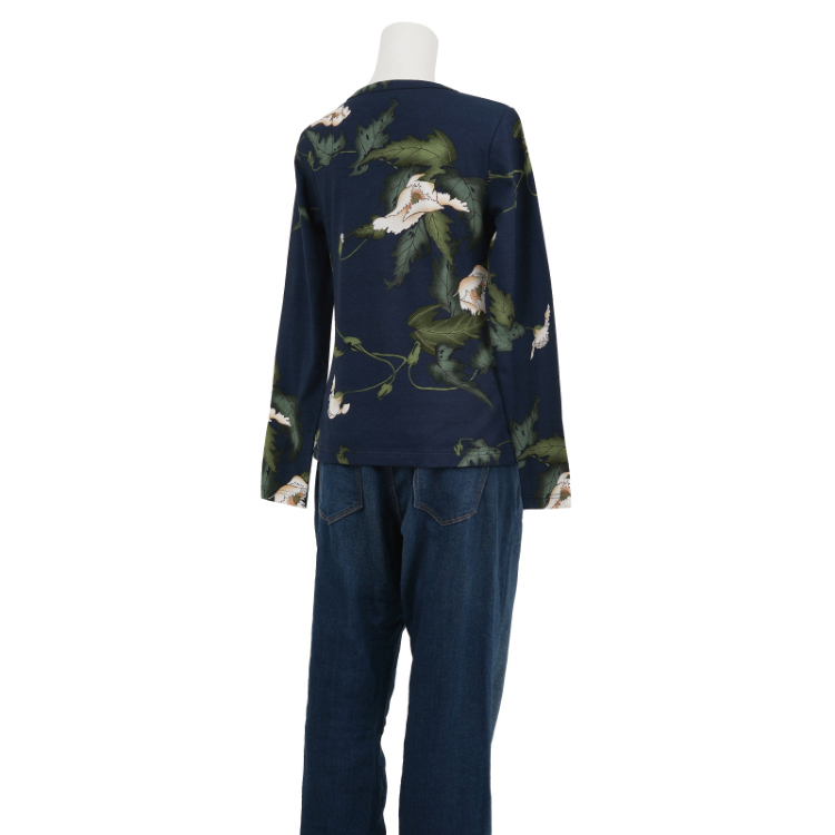 花柄 長袖カットソー ＜けし/紺＞ | 京友禅アロハシャツ【Pagong】公式