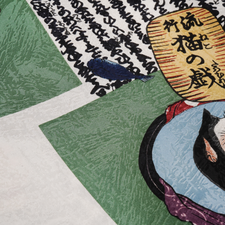 歌川国芳 シルクハオリ ＜猫の歌舞伎/白鶯＞ | 京友禅アロハシャツ
