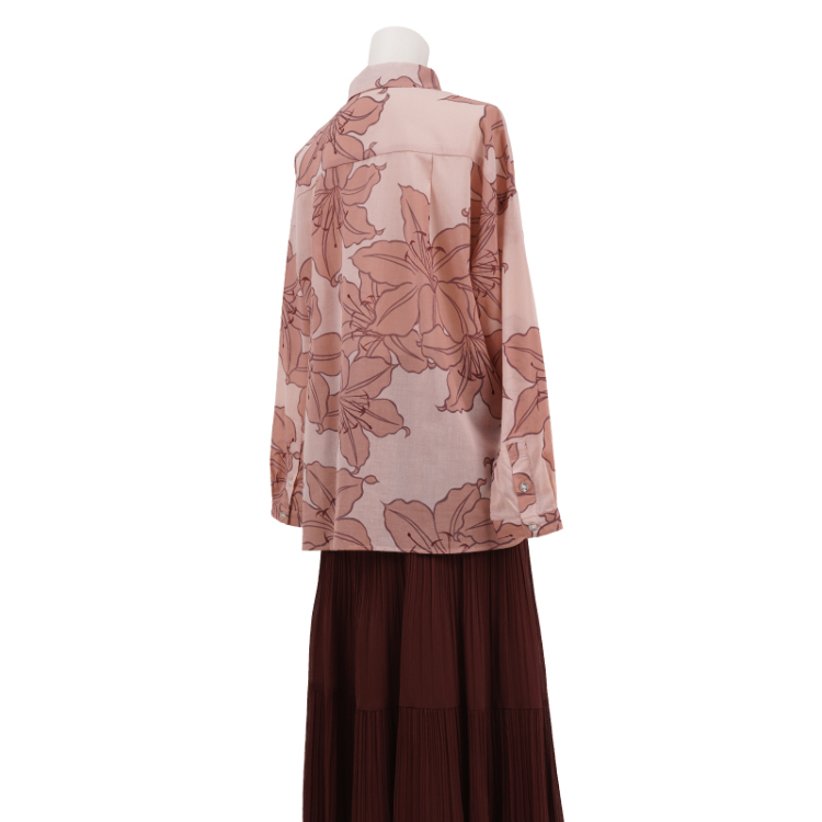 ☆日本製 PINK HOUSE 切り替え 花柄 レース シャツ ブラウス PINK 