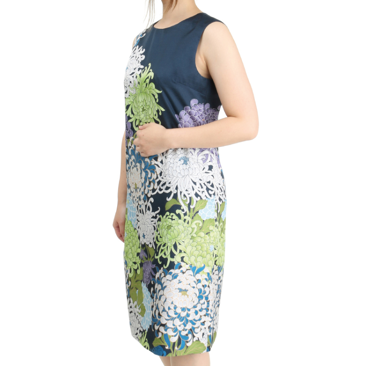 花柄 ワンピースドレス 大輪菊 紺緑 Pagong レディース Pagong公式通販サイト Pagong ネットショップ