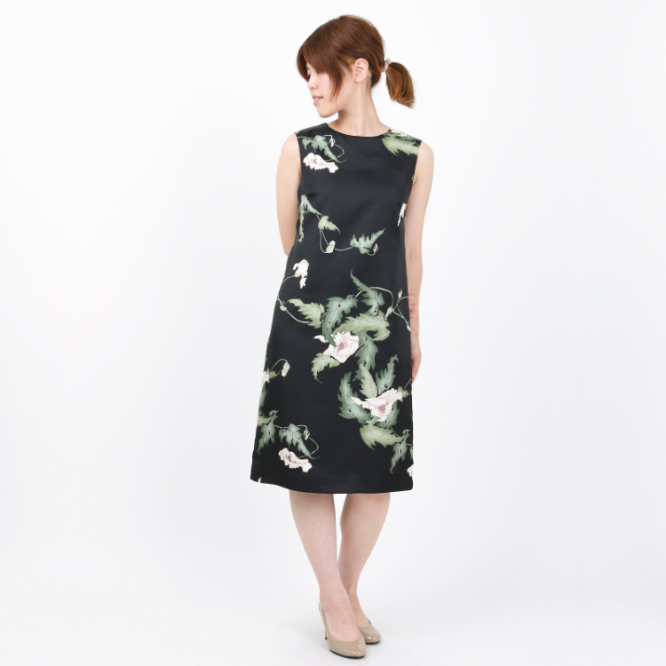 花柄 ワンピースドレス けし 黒 Pagong レディース 京友禅アロハシャツ Pagong 公式通販サイト Pagong ネットショップ