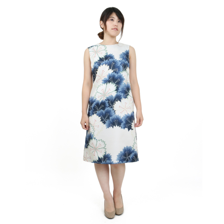 花柄 ワンピースドレス なでしこ 白紺 Pagong レディース 京友禅アロハシャツ Pagong 公式通販サイト Pagong ネットショップ