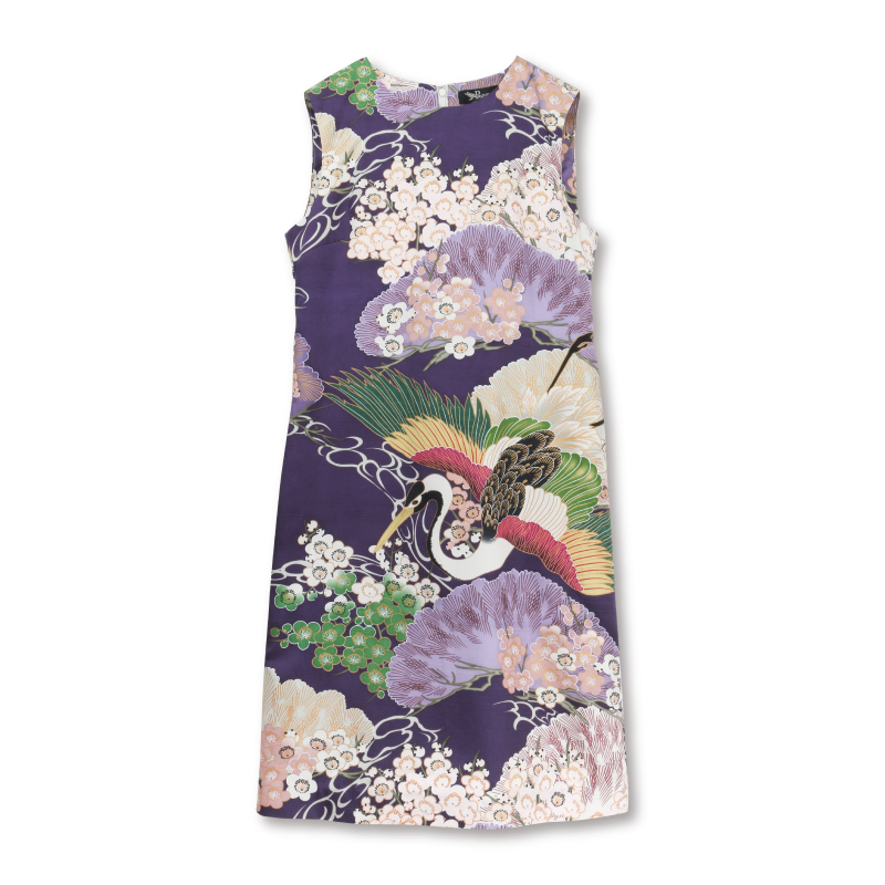 新版 ワンピースドレス 百年の鶴 赤紫 Pagong 和柄 ワンピース 京友禅 ポリエステル100 人気商品再入荷 Insfatima Com Ar