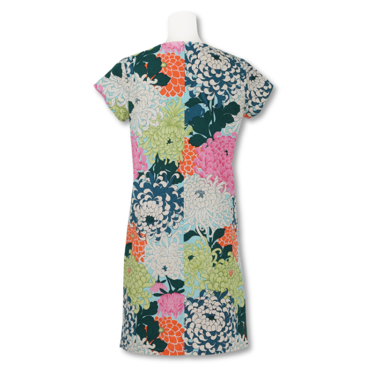 花柄 フレンチワンピース 大輪菊 水橙 Pagong レディース 京友禅アロハシャツ Pagong 公式通販サイト Pagong ネットショップ