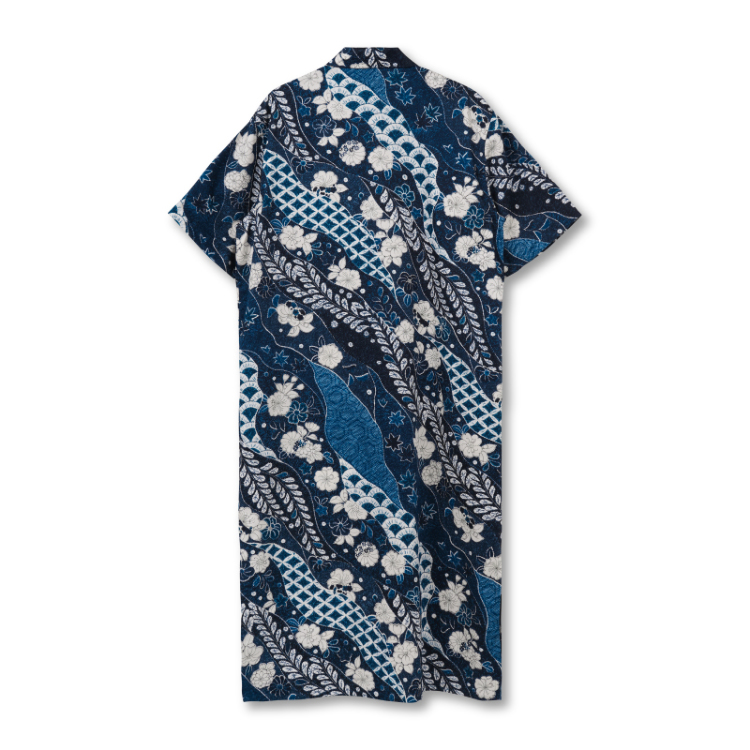 和柄 アロハワンピース＜道長取に辻が花/紺＞ | 京友禅アロハ
