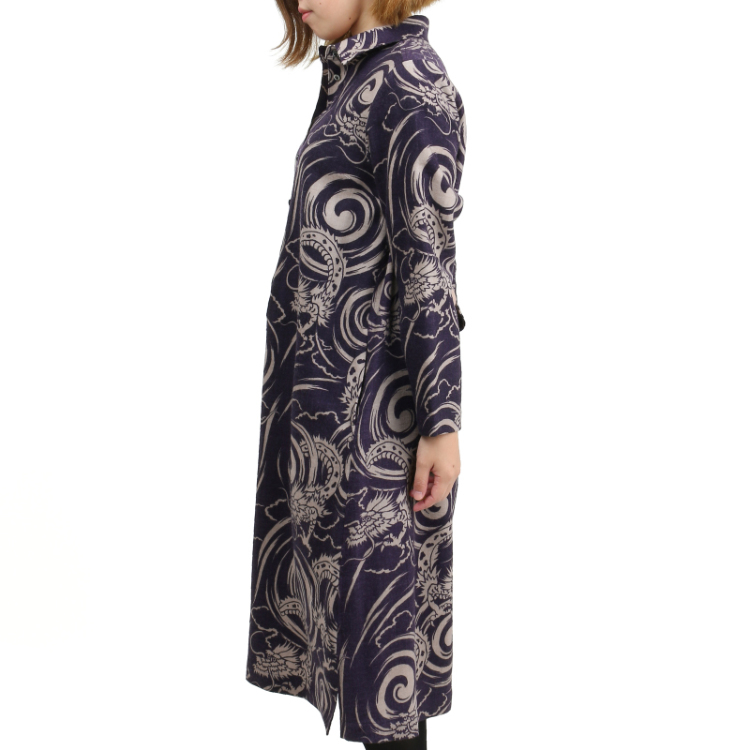 和柄 シャツカラーワンピース長袖 龍 紫 Pagong レディース Pagong公式通販サイト Pagong ネットショップ