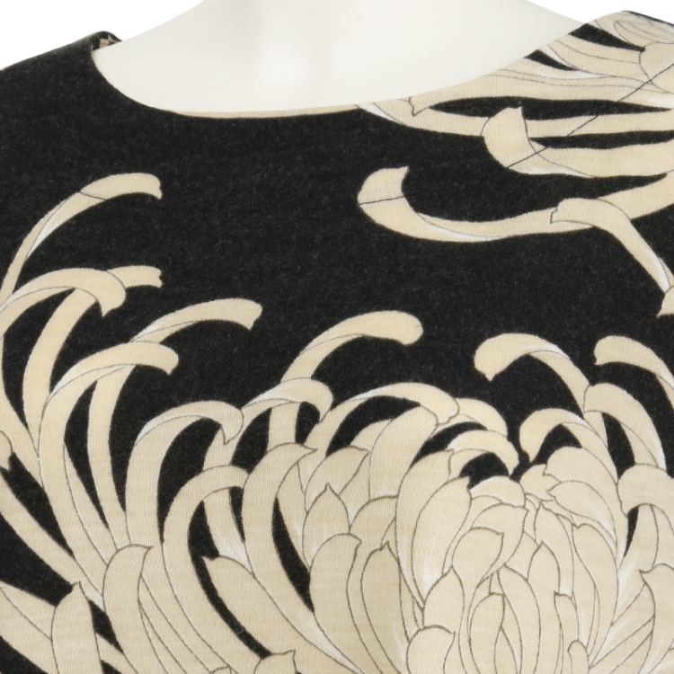 花柄 ウールボートネックワンピース 乱菊 黒 Pagong レディース Pagong公式通販サイト Pagong ネットショップ