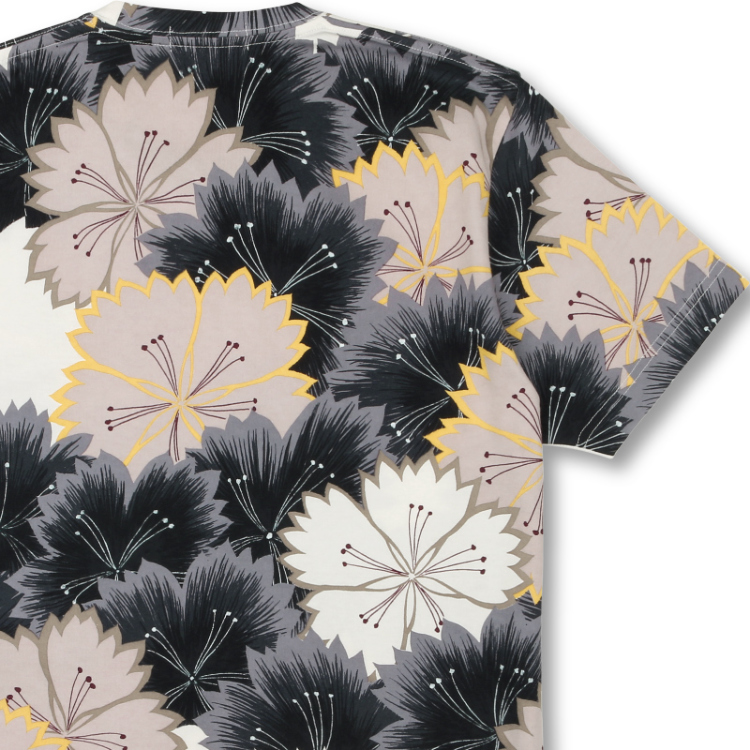 和柄 メンズ半袖tシャツ なでしこ 白黒茶 Pagong メンズ 京友禅アロハシャツ Pagong 公式通販サイト Pagong ネットショップ