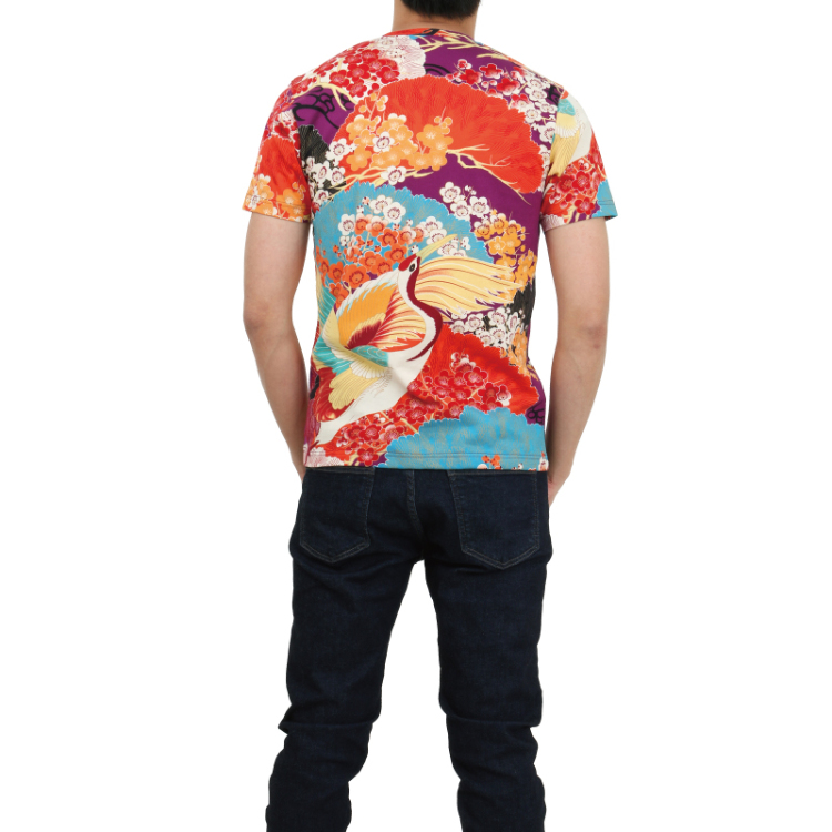 和柄 メンズ半袖tシャツ 百年の鶴 紫橙 Pagong メンズ Pagong公式通販サイト Pagong ネットショップ