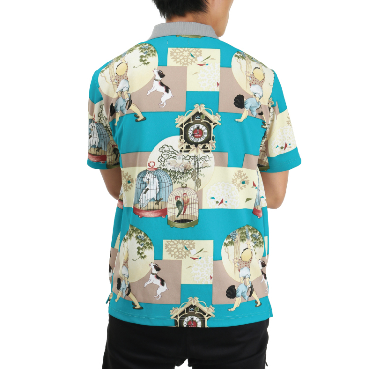 和柄 メンズポロシャツ 鳩時計 水色 Pagong メンズ Pagong公式通販サイト Pagong ネットショップ