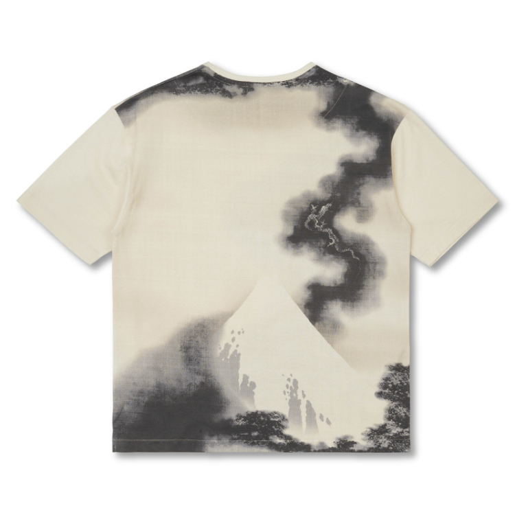 葛飾北斎 メンズ半袖Tシャツ ＜富士越龍/墨＞ | 京友禅アロハシャツ