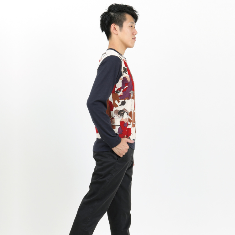 和柄 メンズ長袖tシャツ 浮世絵 白赤 Pagong メンズ Pagong公式通販サイト Pagong ネットショップ